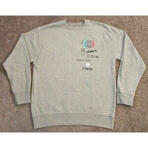 Official Licensed TikTok Cheers Following You Crew Neck Sweatshirt Gray Large